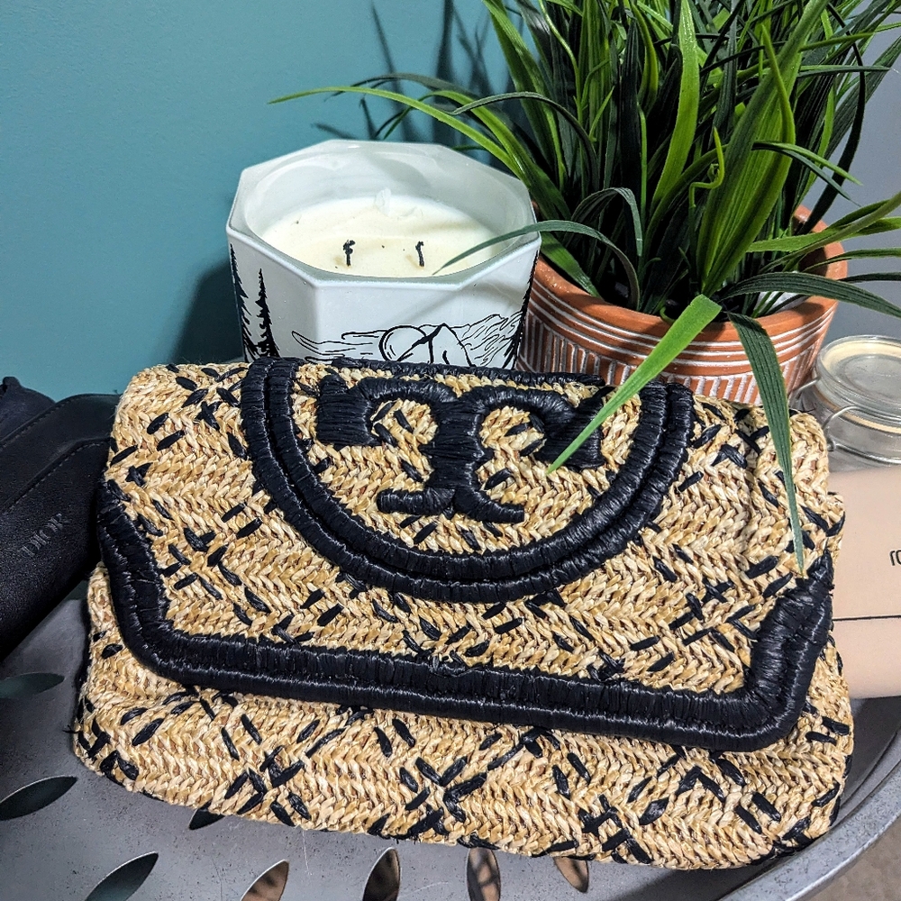 Tory Burch Fleming Straw Clutch